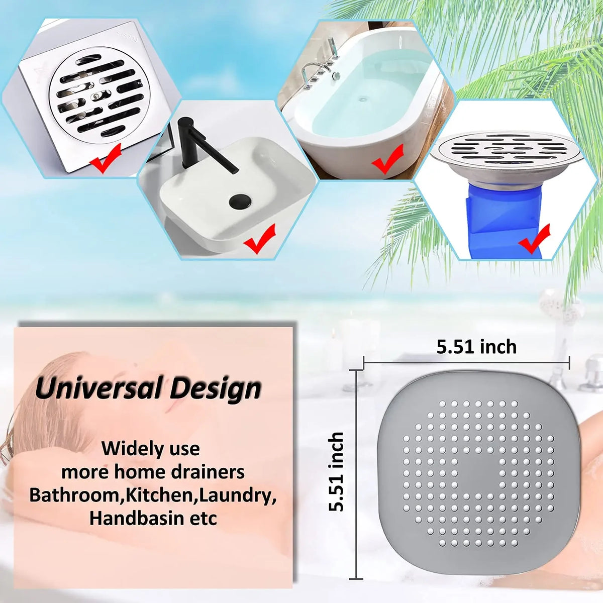 Sink & Shower Drain Hair Catcher